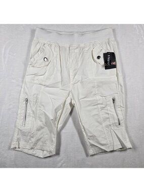 NWT Helium London Women's White Stretch Shorts Cotton Blend Size Large